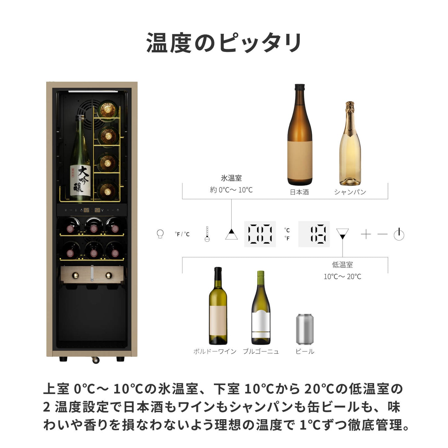 サカリュエ 潤金 ワインセラー 72L 上下2温度管理 s2466