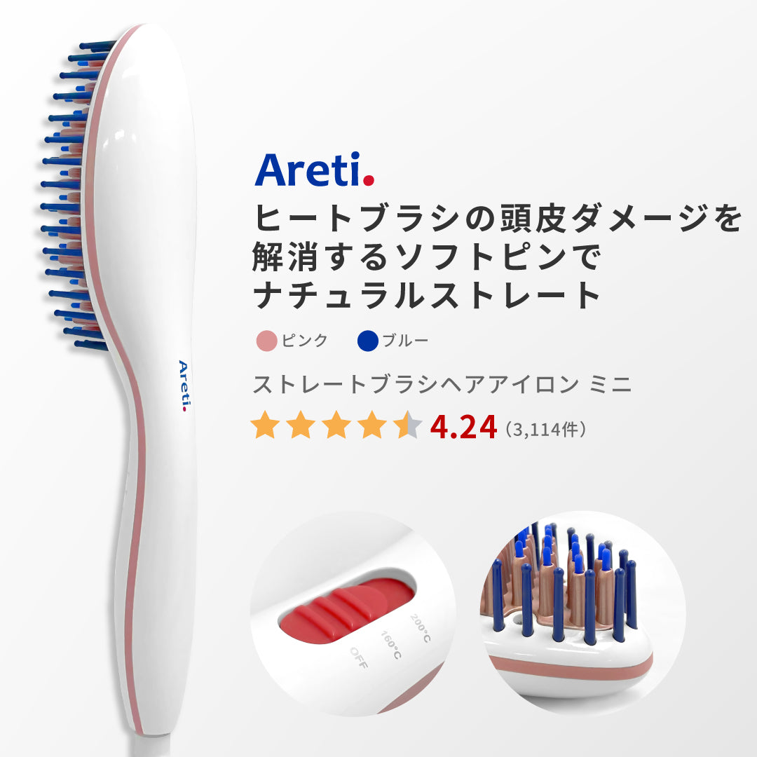 ストレート ヒートブラシ アイロン ミニ アイロン i1798PK/BL