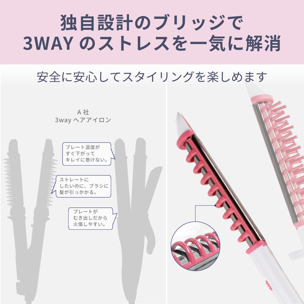 All in one 3way アイロン i38BL/BK/PK 26mm