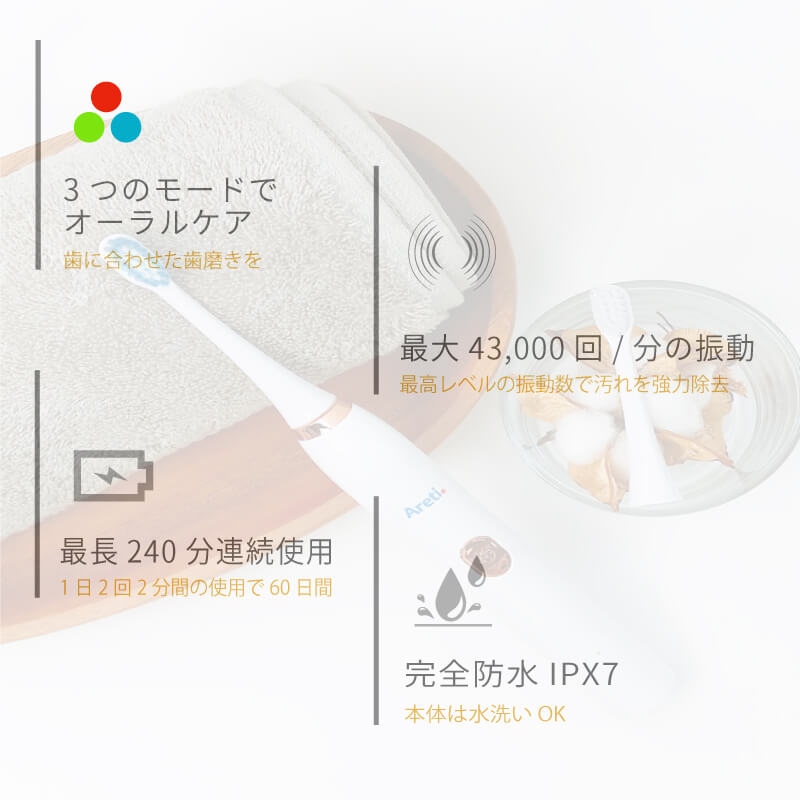 ホワイトニング 歯周病予防 着色汚れ 電動歯ブラシ t2036WH