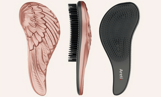 ナイロンピンが頭皮をやさしく刺激するアレティのデタングルブラシ