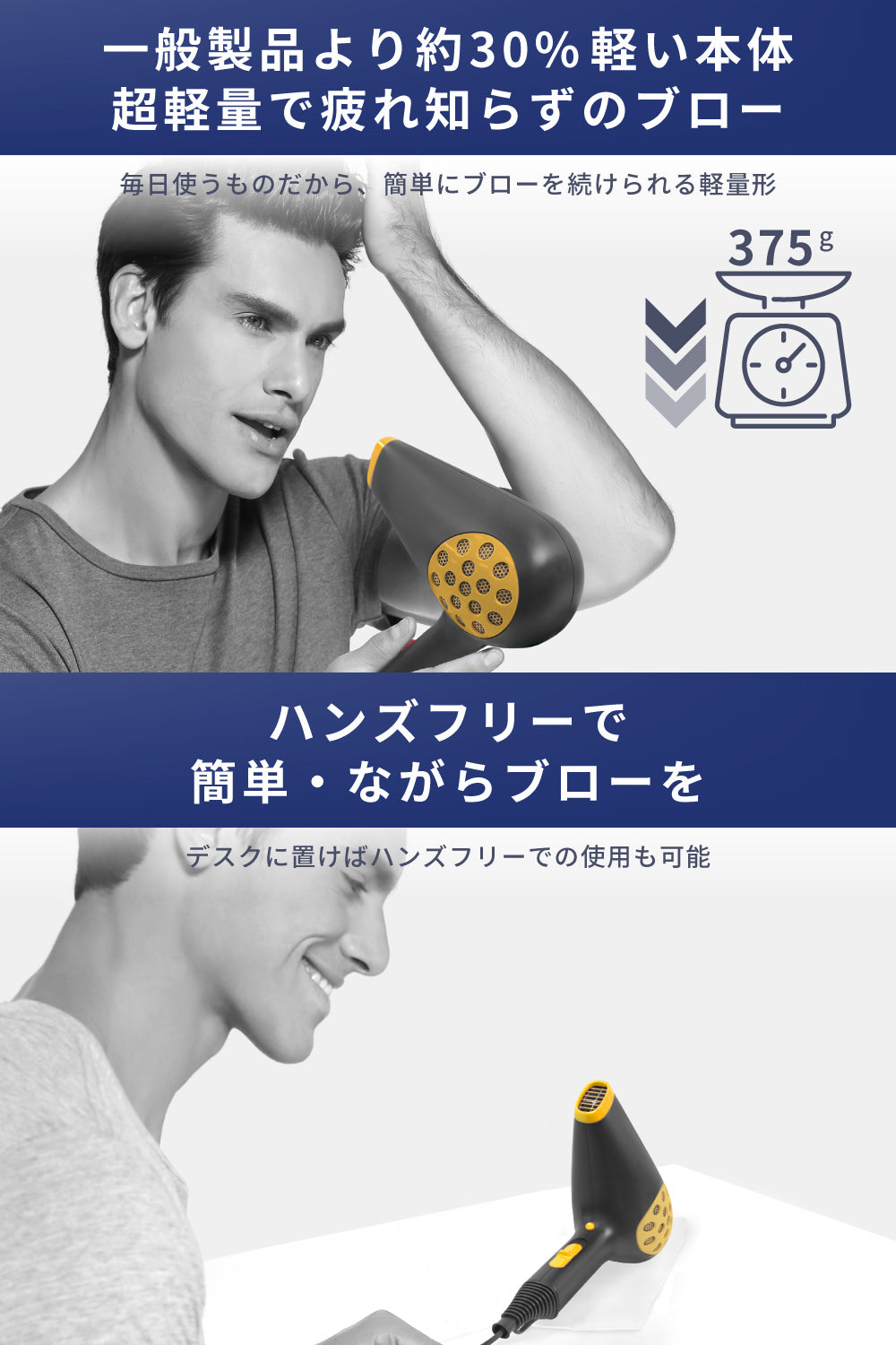 ブリーズ 大風量 地肌ケア ドライヤー d1513YL ハンズフリー Exelential