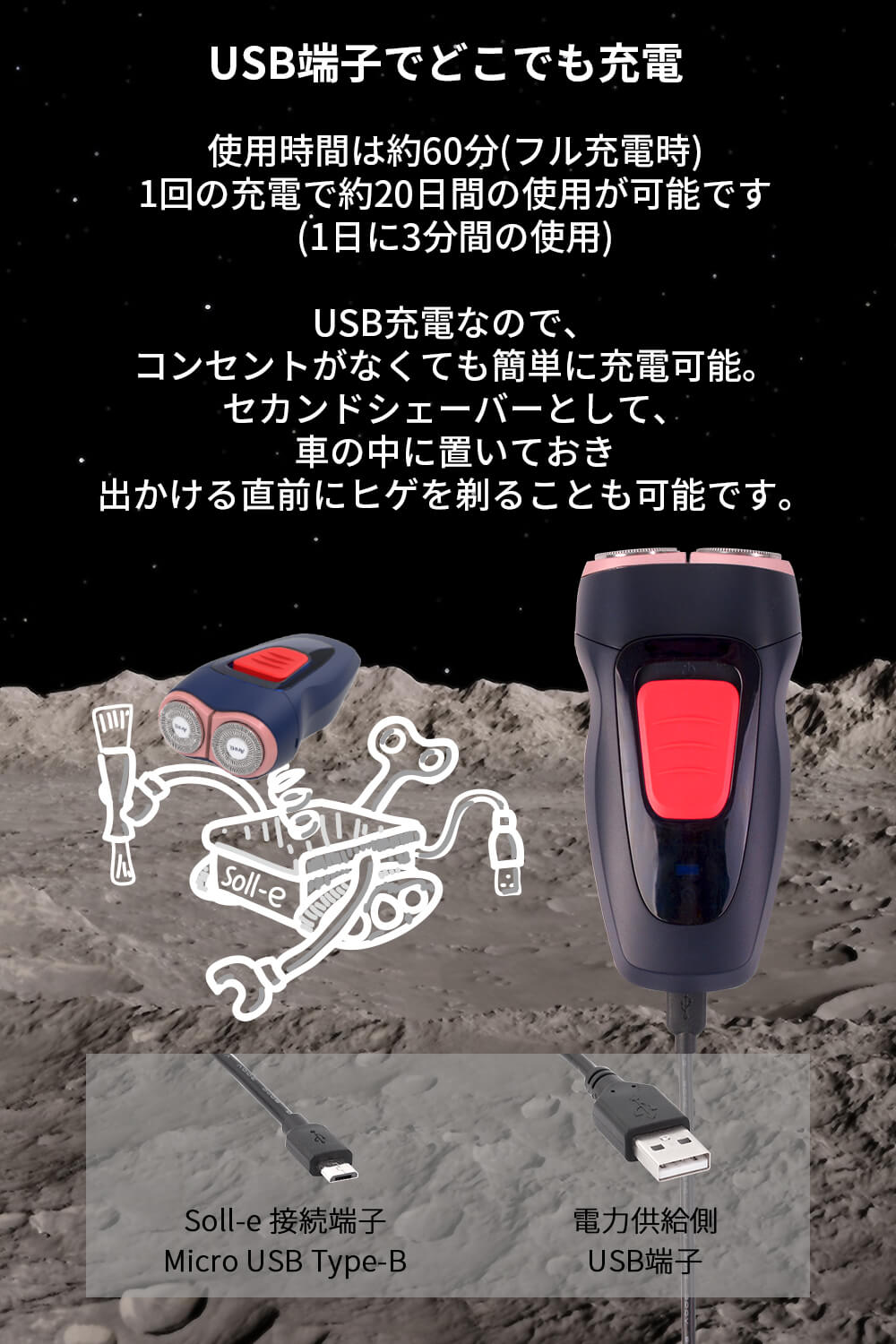 【クリアランスセール】メンズシェーバー Soll-e s1808IDG