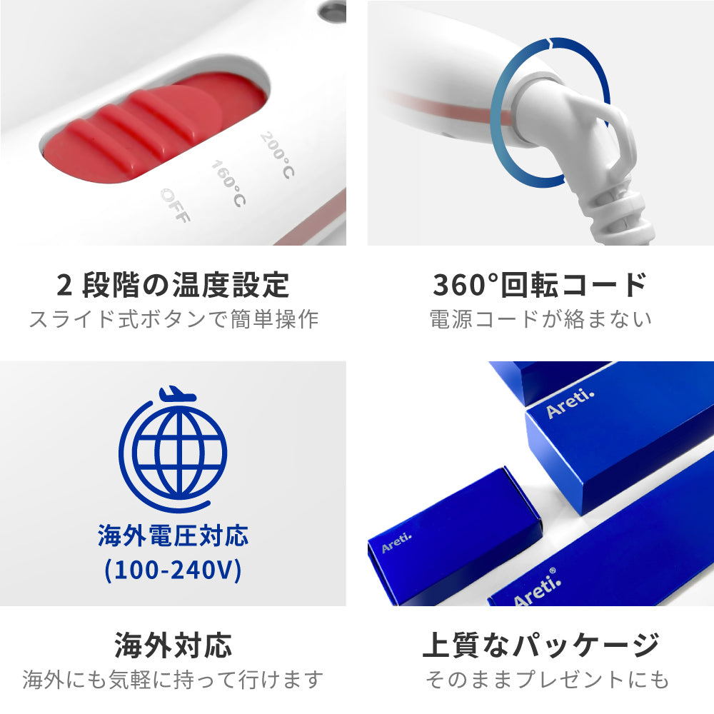 【アウトレット】【30%OFF】ストレートブラシアイロン MINI ピンク ブルー i1798PK/BL